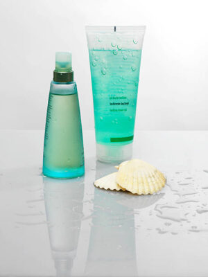 Shower gel and lotion in a spa resort