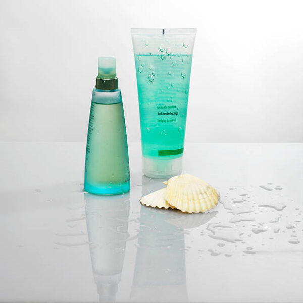 Shower gel and lotion in a spa resort
